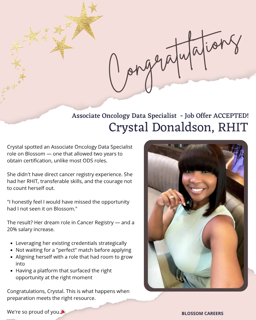 Crystal Donaldson, RHIT career win testimonial