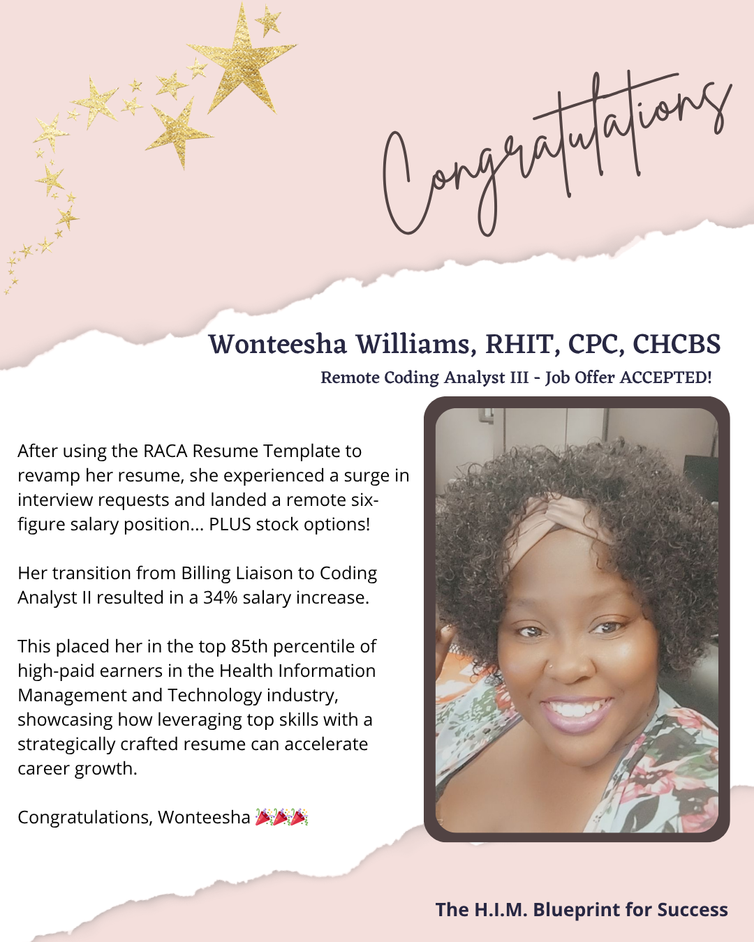 Wonteesha Williams, RHIT, CPC career win